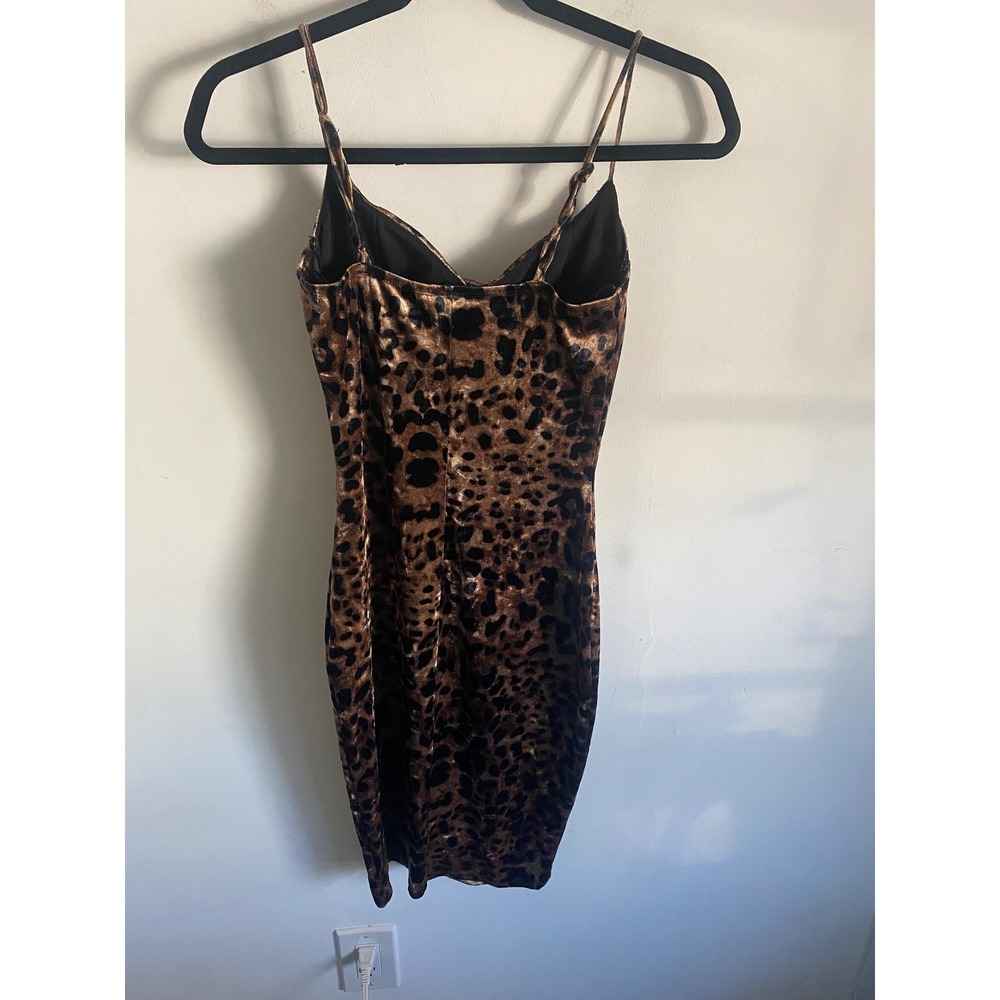 Windsor Leopard Print Velvet Bodycon Mini Dress Spaghetti Straps Sexy‎ - Picture 3 of 7